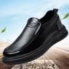 Men's Leather Shoes Spring Soft-soled Soft-sided Casual Shoes Black Versatile Soft-soled Piled Thickened Lightweight Work Shoes