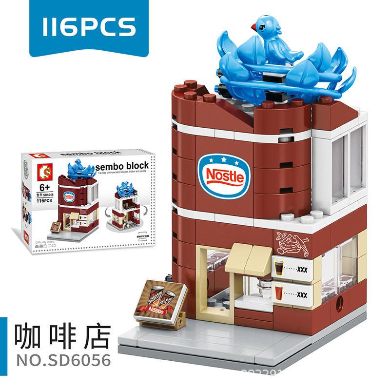 European City Series Street View European Architecture Shop Shopping Scene Puzzle Assembled Building Block Toys  Playsets Children's Gift Presents