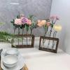 Wood Frame Test Tube Vases Transparent Glass Glass Planter Hydroponic Plants Container  Home Decor