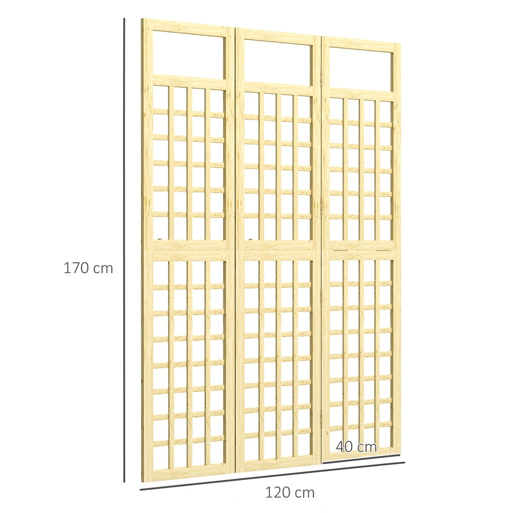3-Panel Garden Privacy Screen, Freestanding Foldable Wooden Outdoor Divider/Trellis, Decorative Privacy Screen for Garden Patio, 120 X 170 Cm