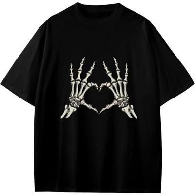 Skeleton Heart Hand Bones Love Symbol Funny Skull Halloween Costume Anime Gift Girls Boys Teens T-Shirt