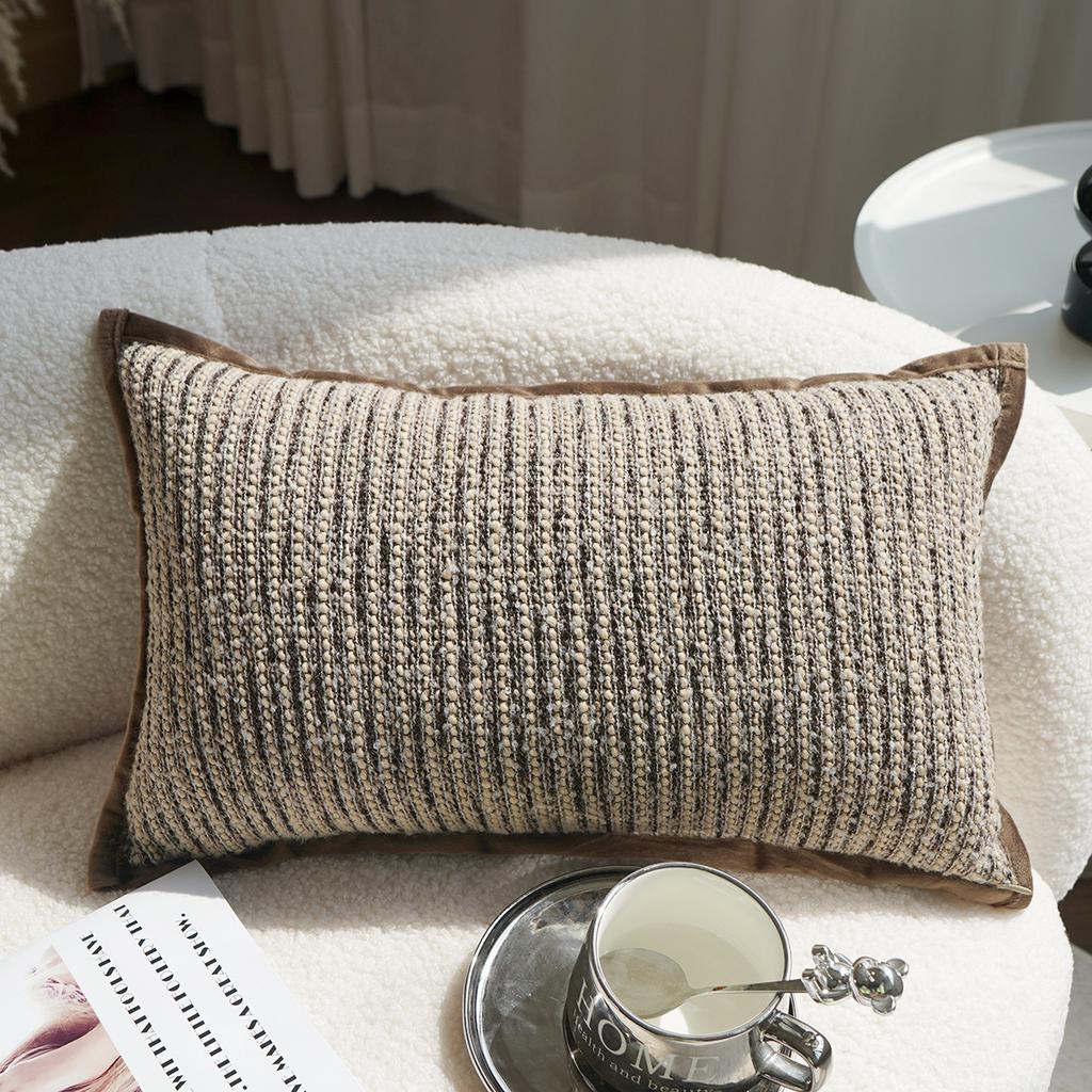 High-end Luxury Cushion Cover Striped PU Sofa Throw Pillow Cover Backrest Bedside Cushion Lumbar Support Throw Pillowcover 2026
