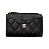 23C Classic Gold Logo Double C Quilted Glossy Grain Calfskin Card Holder Women Accessories Black AP3179-B10583-C3906