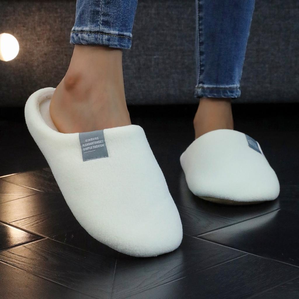 Cozy Plush Slip-On House Slippers for Women Soft Sole Warm Fuzzy Fabric Comfortable Indoor Footwear