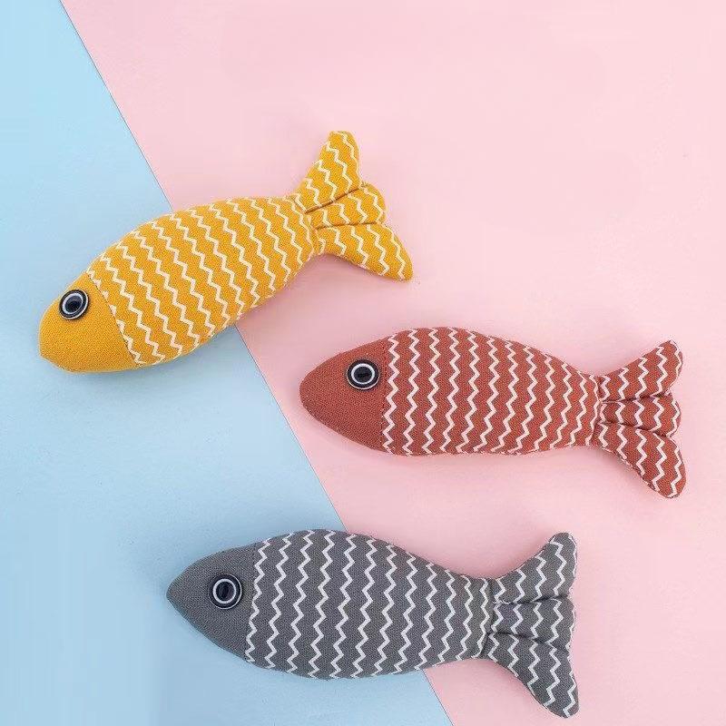 Mint Fish Plush Cat Toy Fish Teasing Cat Simulation Fish Bite Mint Fish Pillow Cat Grass Cat Snack Cat Toy Teeth Grinding Toys