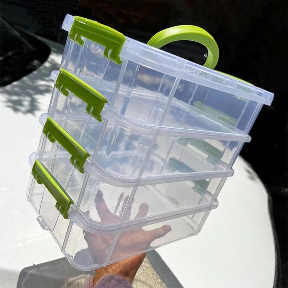 Cosmetic Storage Case 4 Layers Storage Box Plastic Transparent Stacking Container  Doll Storage
