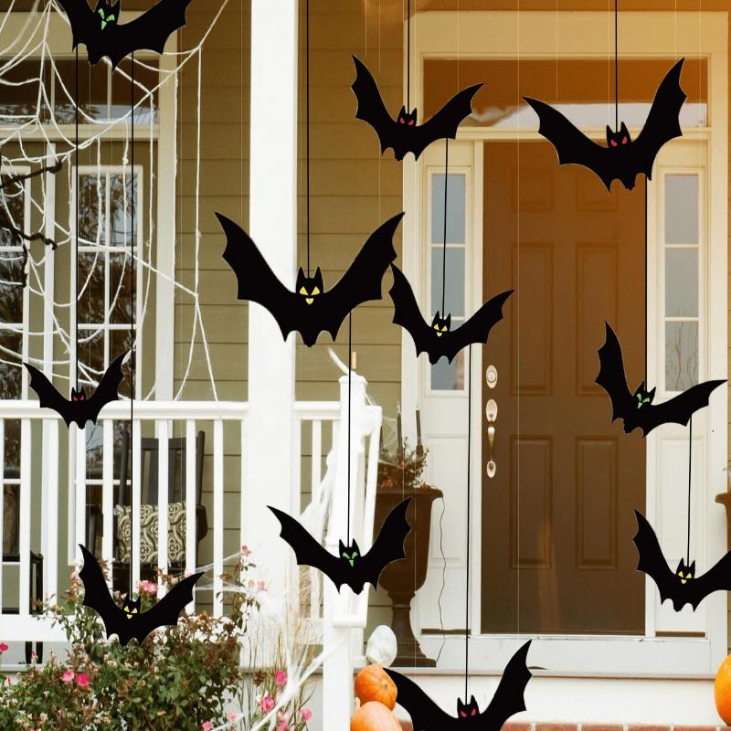 Halloween Hanging Bats Decorations Outdoor for Outside Tree Yard Porch Party Decor ,Halloween Autumn Bat Charm Red Yellow and Green Multiple Styles
