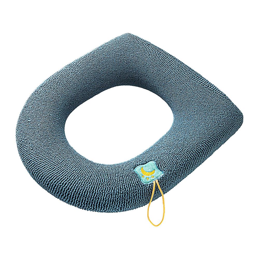 Universal Toilet Seat Covers Cushion Four Seasons Thickened Toilet Covers Knitted Stylish Washable Toilet Pad Bathroom Accessories тёмно-синий