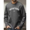 Spring and Autumn Round Neck Letter " New York USA" Graphic 3D Printed Top Fashionable Casual Long Sleeved Men's T-shirts