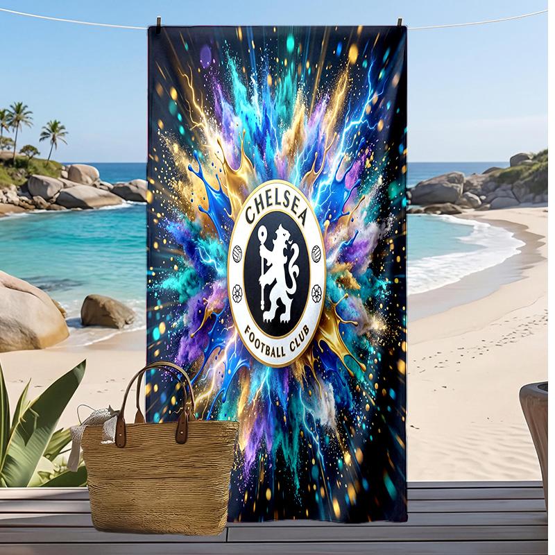 Chelsea FC Printed Beach Towel Quick Dry Soft TowelPortable Large Rectangular Beach Blanket for Travel Swimming Pool