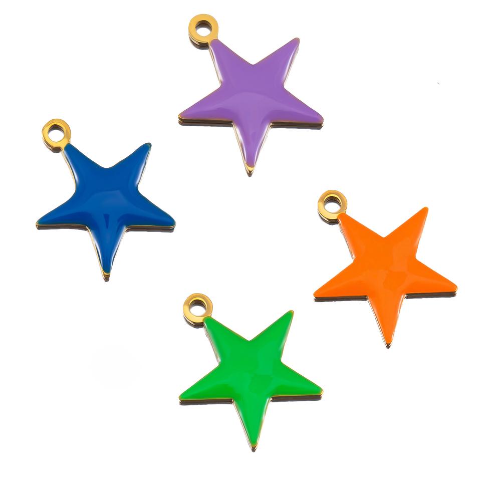 

1piece Stainless Steel Christmas Series Cute Cartoon Pendants For DIY Necklace Earring Charms Festive Jewelry Craft Accessories green-1pc звезда