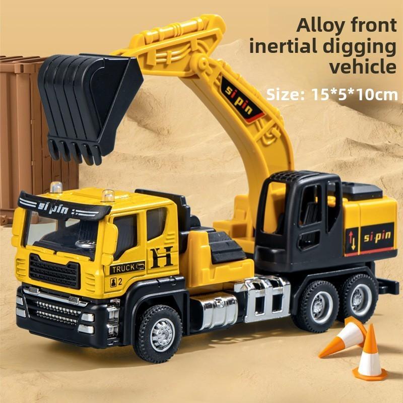 Crane Excavator Mixer Truck Engineering Vehicle Model With Inertia Alloy Construction For Kids Play And Collecting