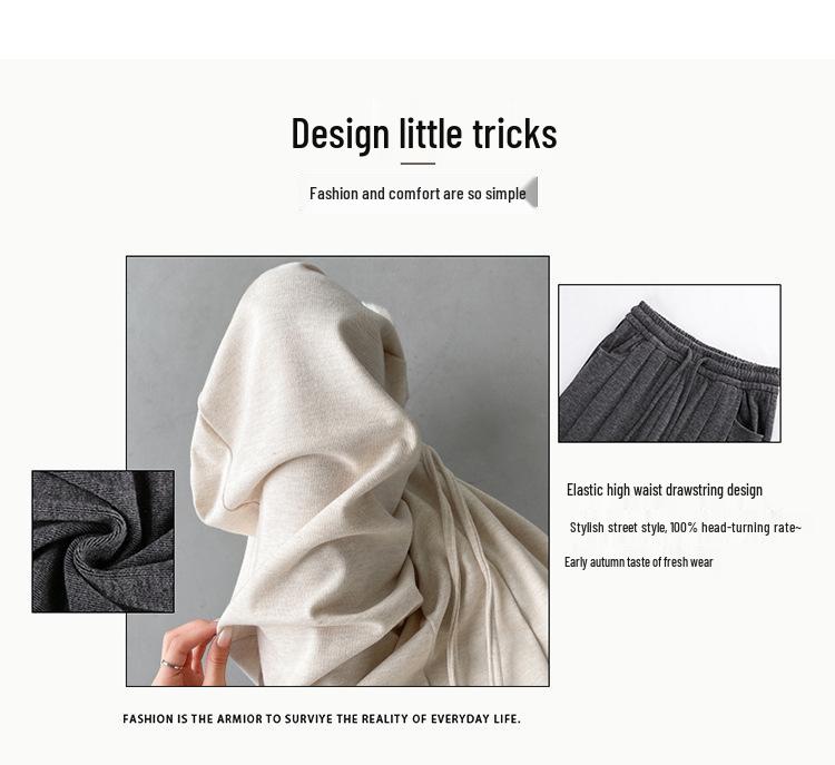 Women's Solid Color Wide-Leg Pants - Autumn/Winter 2024, Mid-Waist, Loose Straight-Leg, Floor-Length