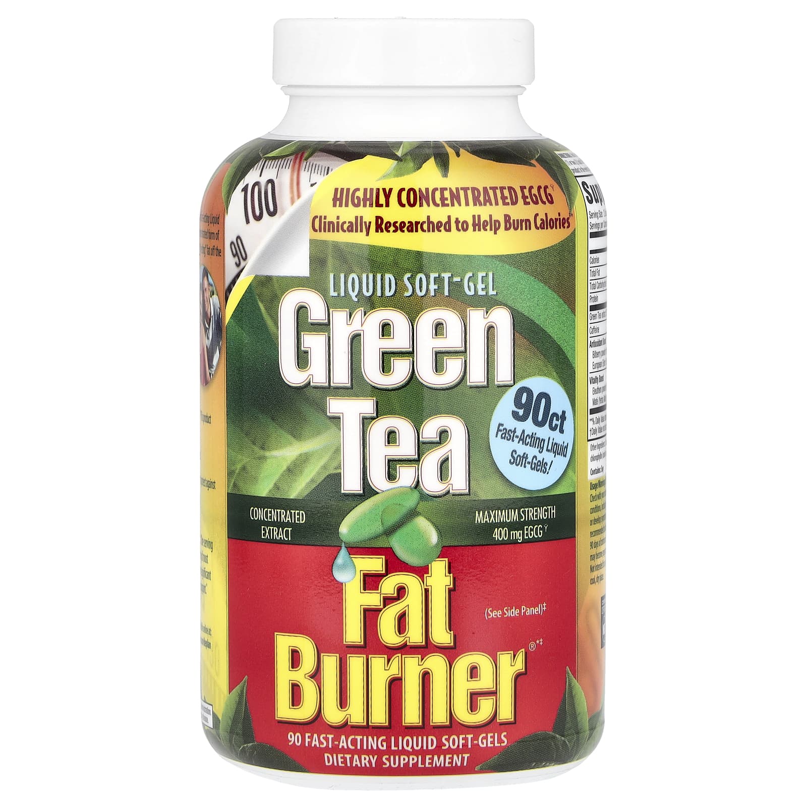 

Green Tea Fat Burner, Fast-Acting Liquid Softgels, 90 Tablets