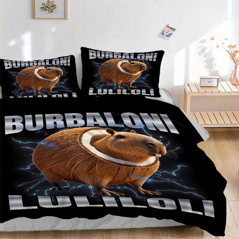 Постельное белье Burbaloni Luliloli Capybara Пододеяльник Подарок для спальни, Включает 1 пододеяльник и 2 наволочки, Без наполненияB626 135x200cm