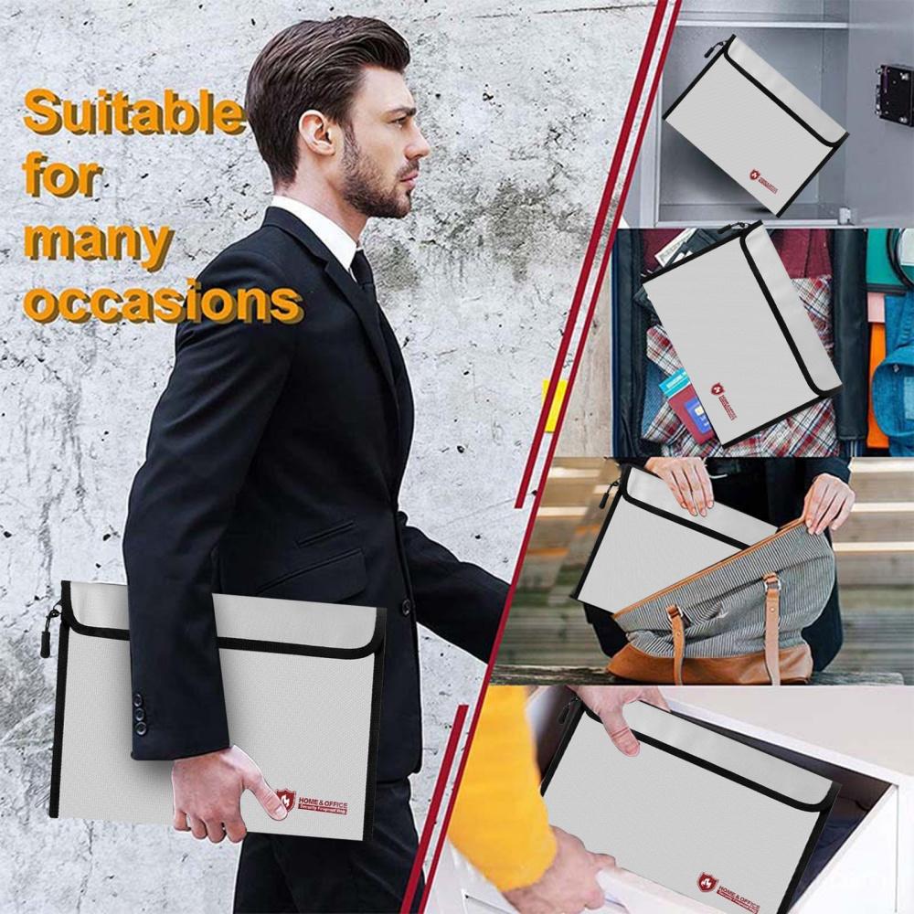 Cash Passport Holder Waterproof Document Bag Fireproof Document Organizer Fireproof Waterproof File Bag For Office Legal Travel