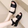 Women's Summer New Leather Flat Sole Sandals Open Toe Lightweight Soft Sole Non Slip Velcro Middle Aged And Elderly Loose Sandal