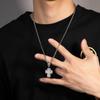 European and American Hip-hop New T-shaped Cross Pendant Necklace with Copper Inlaid Zircon Street Trend Brand Niche Men's Accessories