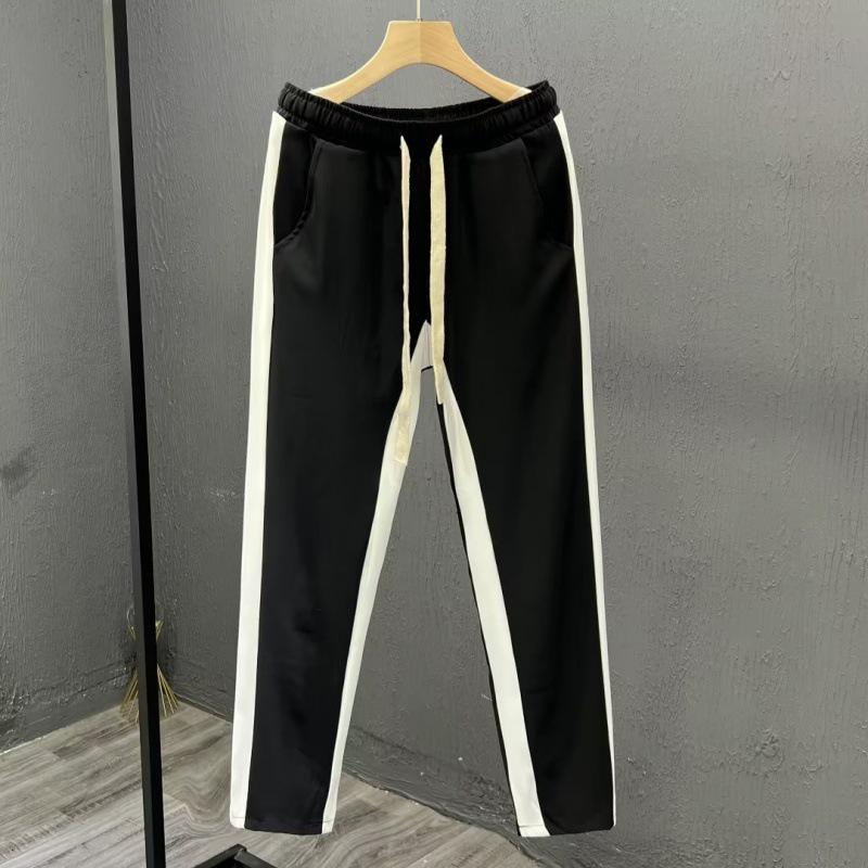 

2023 Мужские прямые спортивные брюки с полосками по бокам — повседневные спортивные брюки весна/осень XL чёрный