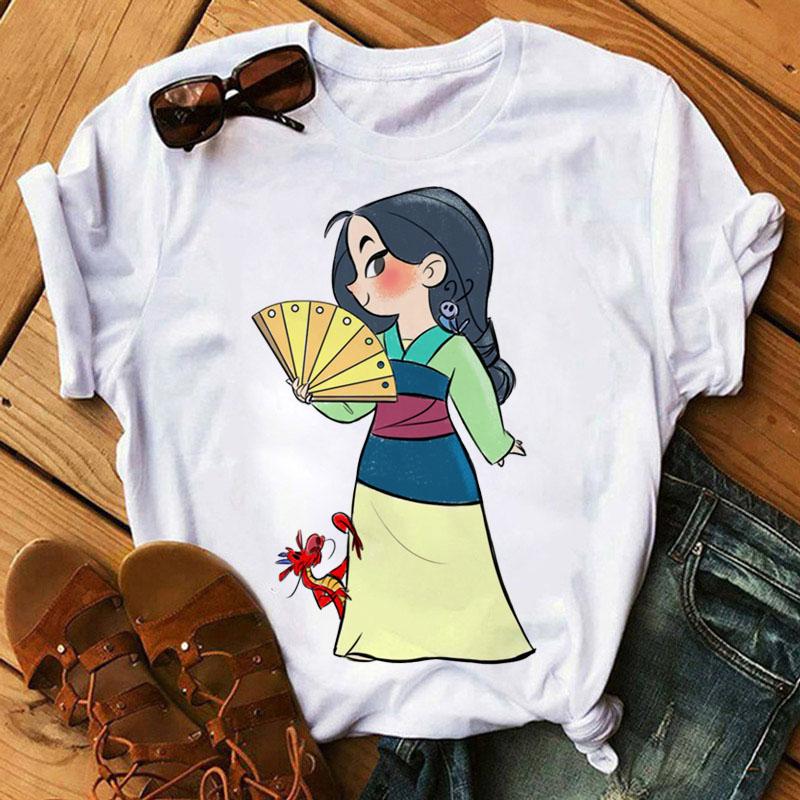 Disney Cartoon Princess Printed Women T-shirt Kawaii Graphic Printed T Shirt Summer Casual Short Sleeve Female Tops Tshirt Tees