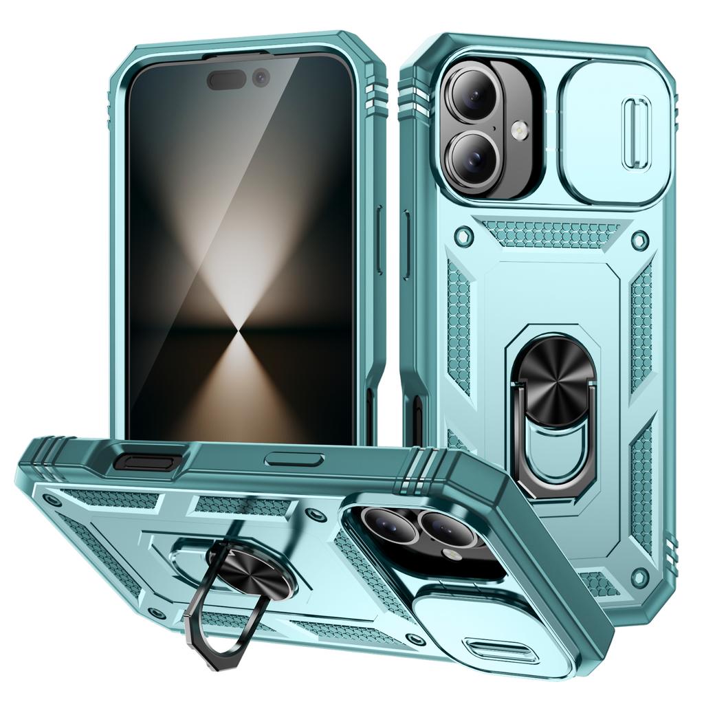 360 Degree Rotating Magnetic Ring Holder Phone Case for iPhone 16 15 14 Plus 12 13 Mini with Camera Slide Cover Protection