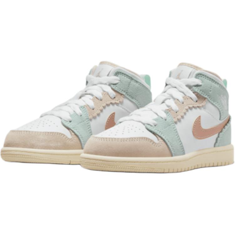 Air Jordan 1 Mid SE PS Scalloped Edge Kids Sneakers Pink White Pink-Oxford DZ5359-100