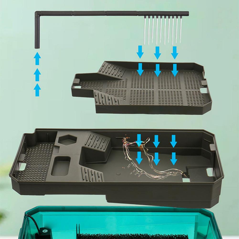 Turtle Tank Starter Kit Turtle Tank With Basking Platform Drain Detachable Transparent Fence Rain Shower Head For Turtles Crabs