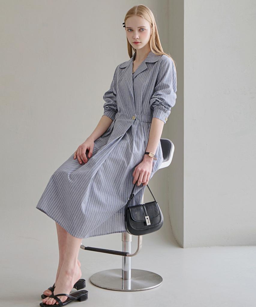 Lucida Melange Stripe Dress - Blue