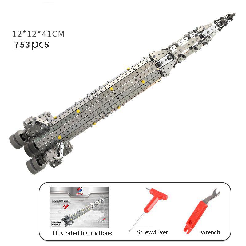 

3D Metal Assembly Building Blocks Aerospace Building Simulation Screw Nut Assembly Rocket Launcher Model Toy For Boy