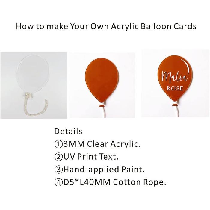 Hello World Balloon Acrylic Baby Monthly Cards,DIY 3PCS Milestone Balloon Blanks for Birth Announcement Gift Plaque, Maternity Fresh 48 Hospital Sign