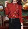 2024 Spring Red Buttoned Cheongsam Shirt for Women