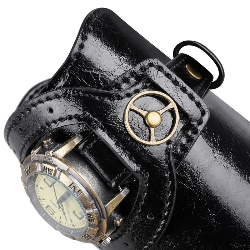 Унисекс кожаный браслет-перчатка средневековая стрельба из лука широкие наручи часы — фото 5