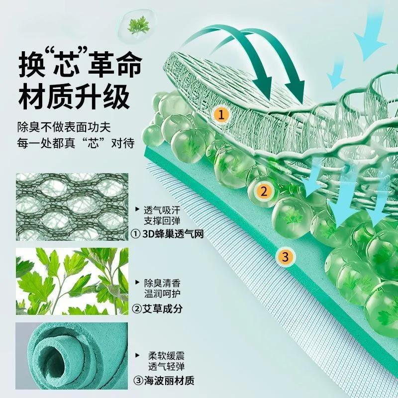 Summer mesh anti-odor insoles men's sweat-absorbing and breathable sweat feet special wormwood soft bottom fragrance men's and women's summer insoles