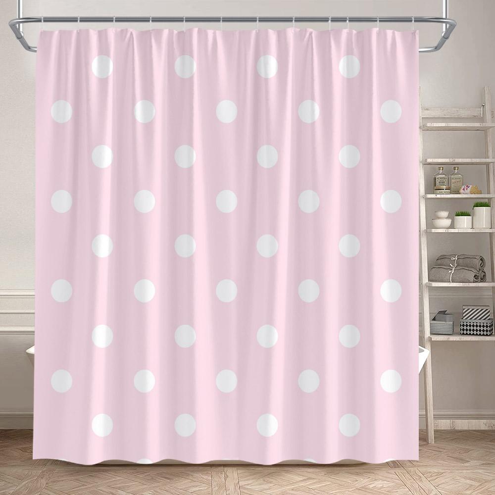 Moderne Geometrische Duschvorhänge Weiß Gepunktet Schwarz Badevorhang Minimalistisches Muster Polyesterstoff Badezimmerdekor Mit Haken