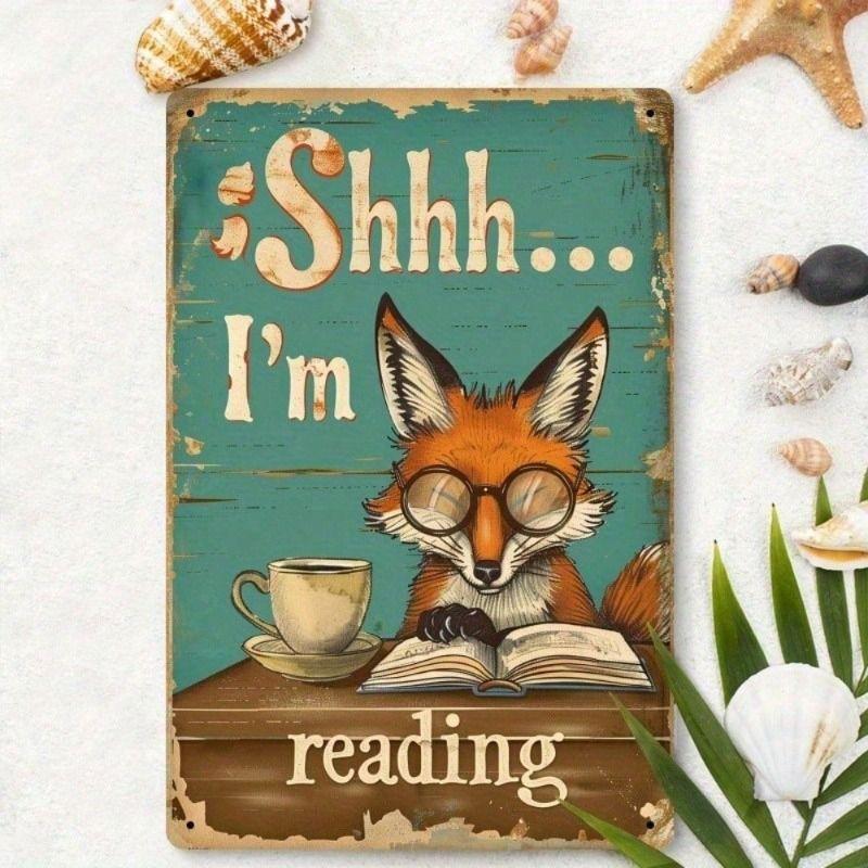 Vintage Metal Wall Art Owl with Book, Retro Decor for Library Office Gift