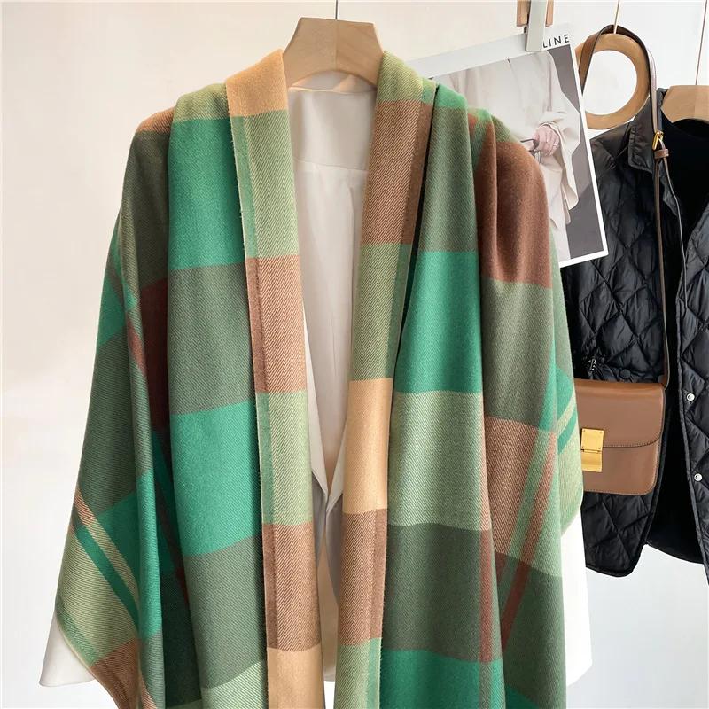 Autumn Winter For Men Women Scarf Warm Grid Tassel Long Shawl Luxury Neck Scarves Ladies Poncho Accessories Y2K Korean Hijab