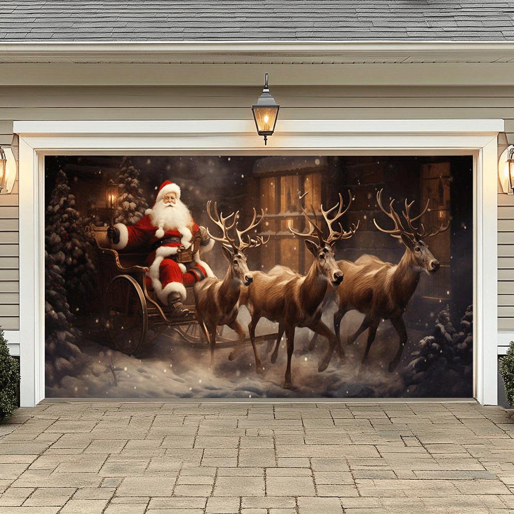 2D Türflagge 1 Stück Weihnachtsmann Schlitten Türflagge Weihnachten Radfahrer Szene Hintergrund