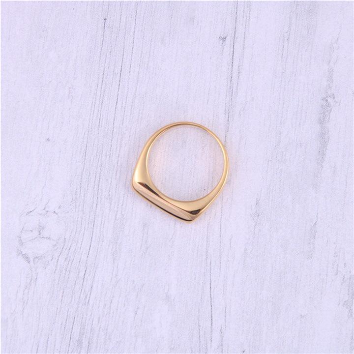 eManco 18K Gold Stainless Steel Ring - Smooth Punk Hip Hop Style for Men & Women