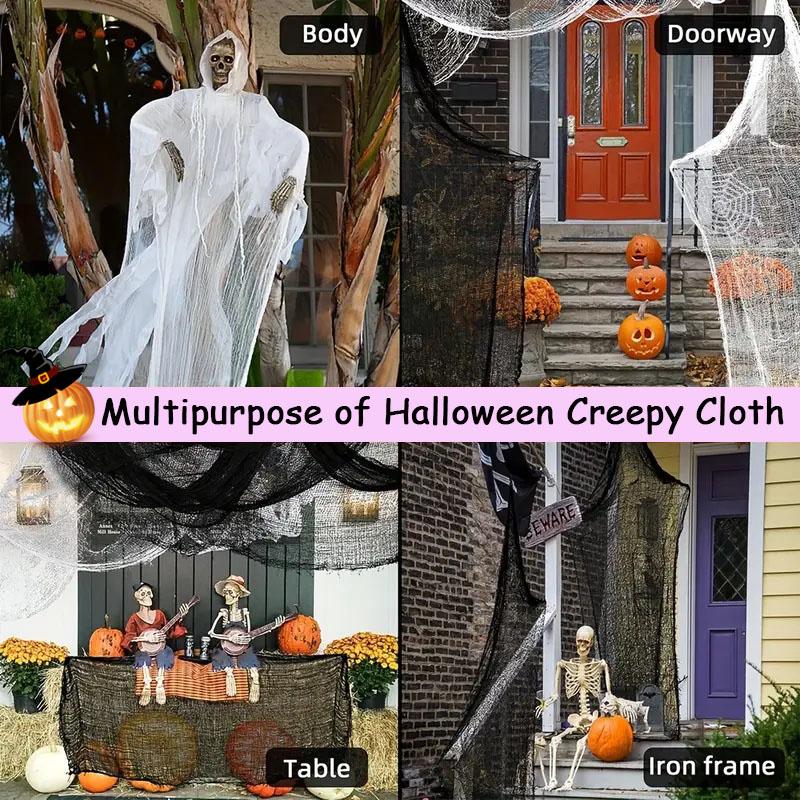 Halloween Gauze Fabric Black Chunky Gauz Fabric Haunted House Diy Decorative Gauze Horror Party Scene Props Halloween Decoration