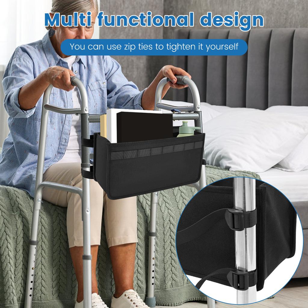 Foldable Walker Storage Bag Oxford Cloth Practical Bearing Wheelchair Storage Bag Mobility Aid Accessory Pouch for Elderly