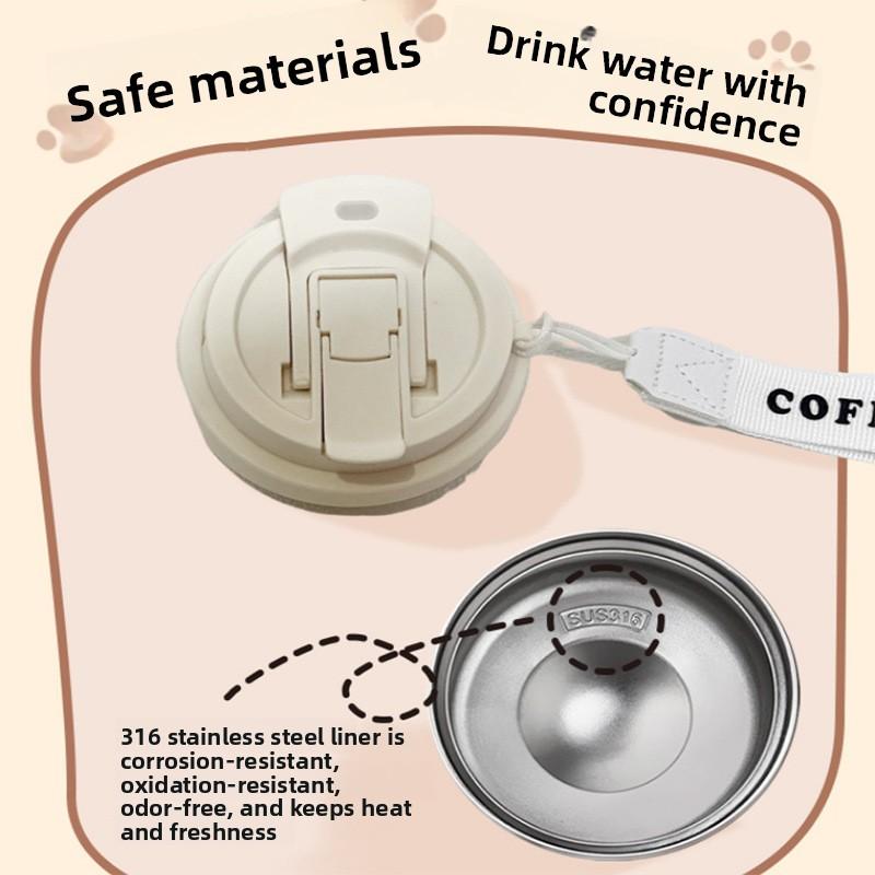 Cartoon Coffee Cup 316 Stainless Steel Thermos Cup High Value Portable Water Cup Car Accompanying Cup