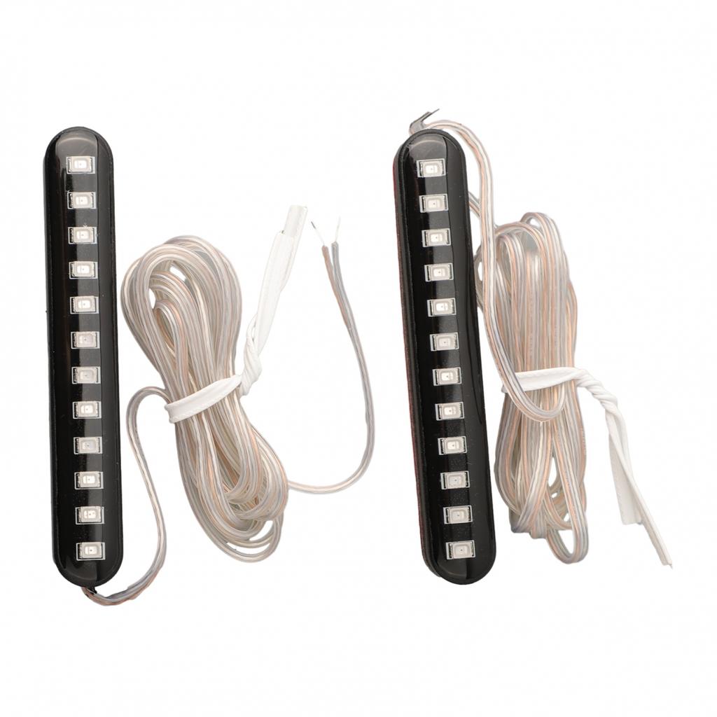 2X 12V Sequential Flowing Motorcycle 12 LED Mini Strips Turn Signal Light Amber