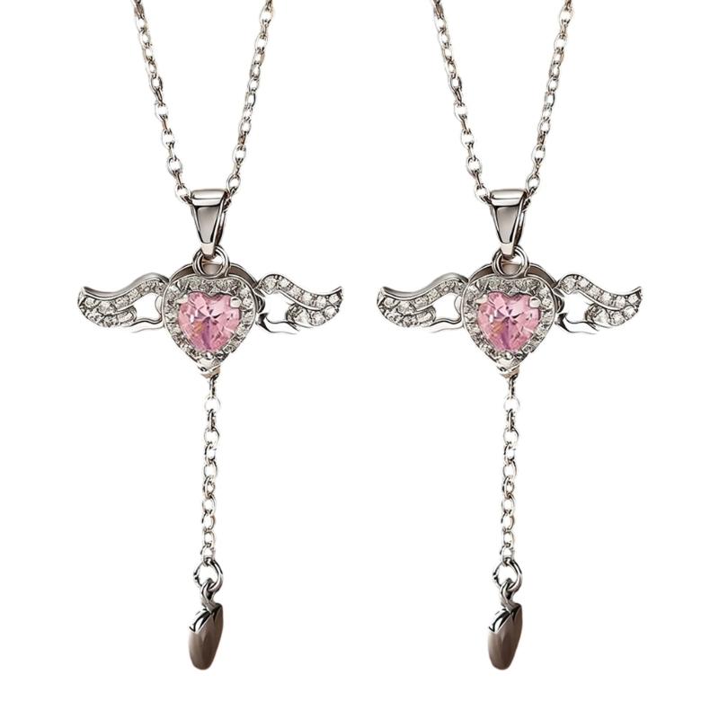 Romance Cupid Heart Wing Necklace In Elegant Zinc Alloy Fashion Neck Accessory Perfect For Date Night And Gift Giving