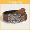 Flower Print Belt Pattern Hollow Metal Buckle Fashion Accessories Clothing
