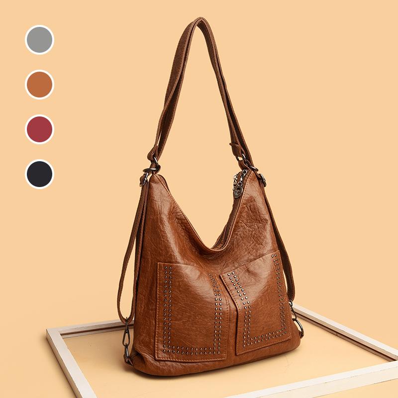 Women's bag large capacity simple shoulder handbag retro trend deformable women's backpack