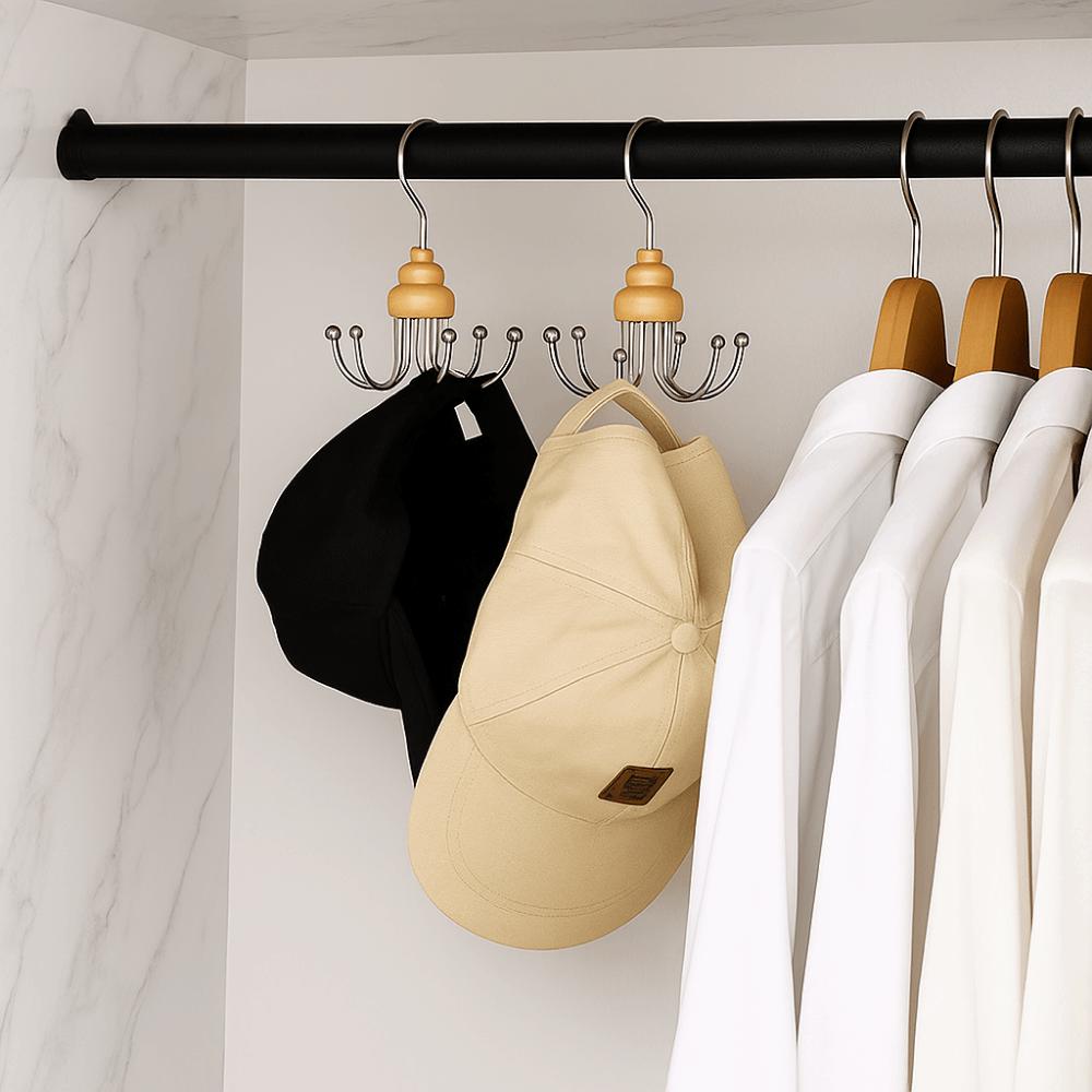 2 шт. Железный металлический 6-крючковый вращающийся на 360° стеллаж для хранения шарфов, вешалка для хранения сумок для дома 2Pcs