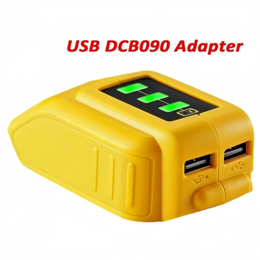 DCB090 Converter Dual USB Power Source Suitable for Dewalt 12V/14.4V/18V/20V Lithium Battery Power Tool Chargers