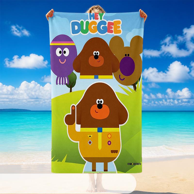 Quick Dry Beach Towel Hey Duggee cartoon Pattern, Lightweight Absorbent Towel for Pool Beach Vacation Use