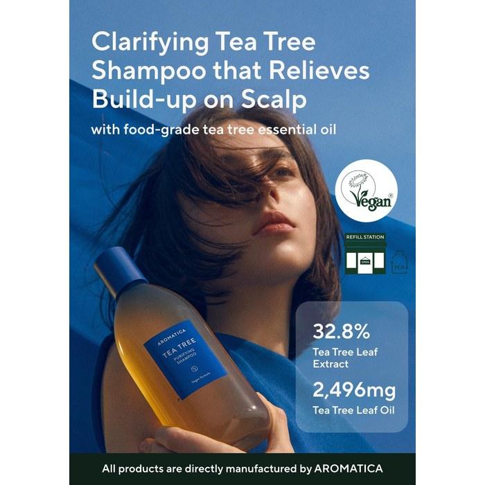 [AROMATICA] Tea Tree Purifying Shampoo 400ml - Organic, for Oily Scalp, Sulfate-Free