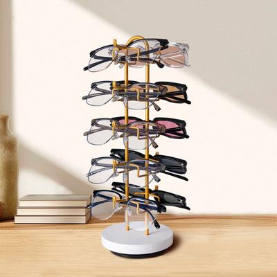 360 Degrees Rotating Sunglasses Organizer 5 Layer Metal Glasses Storage Rack Space Saving Heavy Duty Eyewear Display Stand Holder